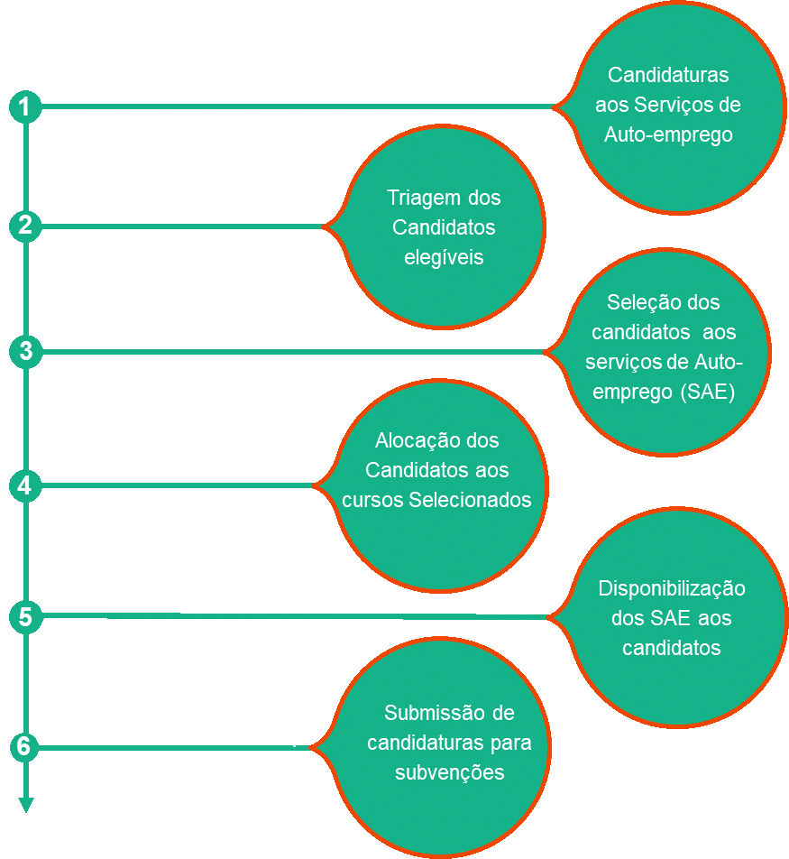 Etapas de candidatura aos Serviços de Auto-Emprego (SAE)